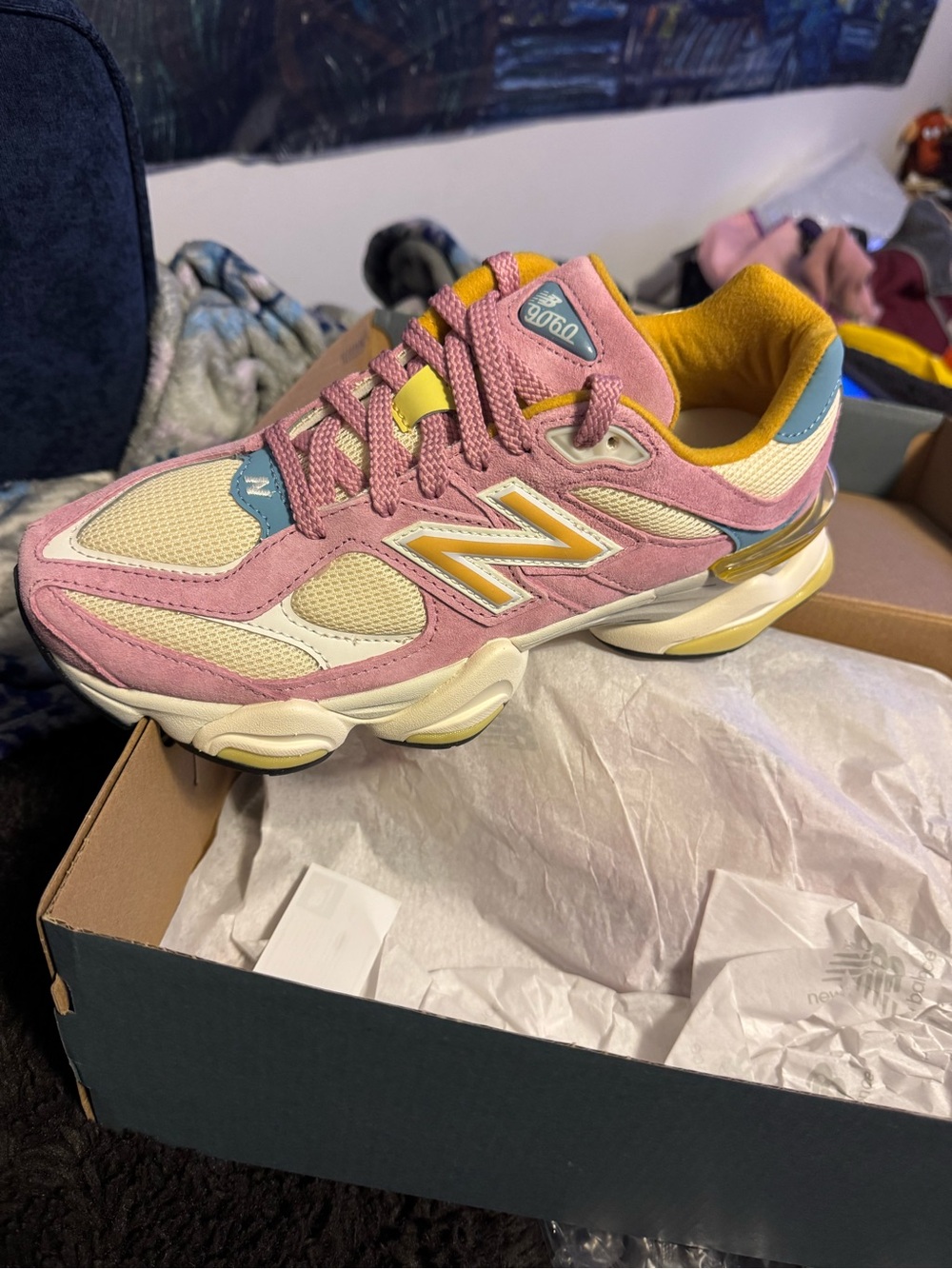 New Balance Kids 9060 Pastel Pink, Cream & Blue Sneakers